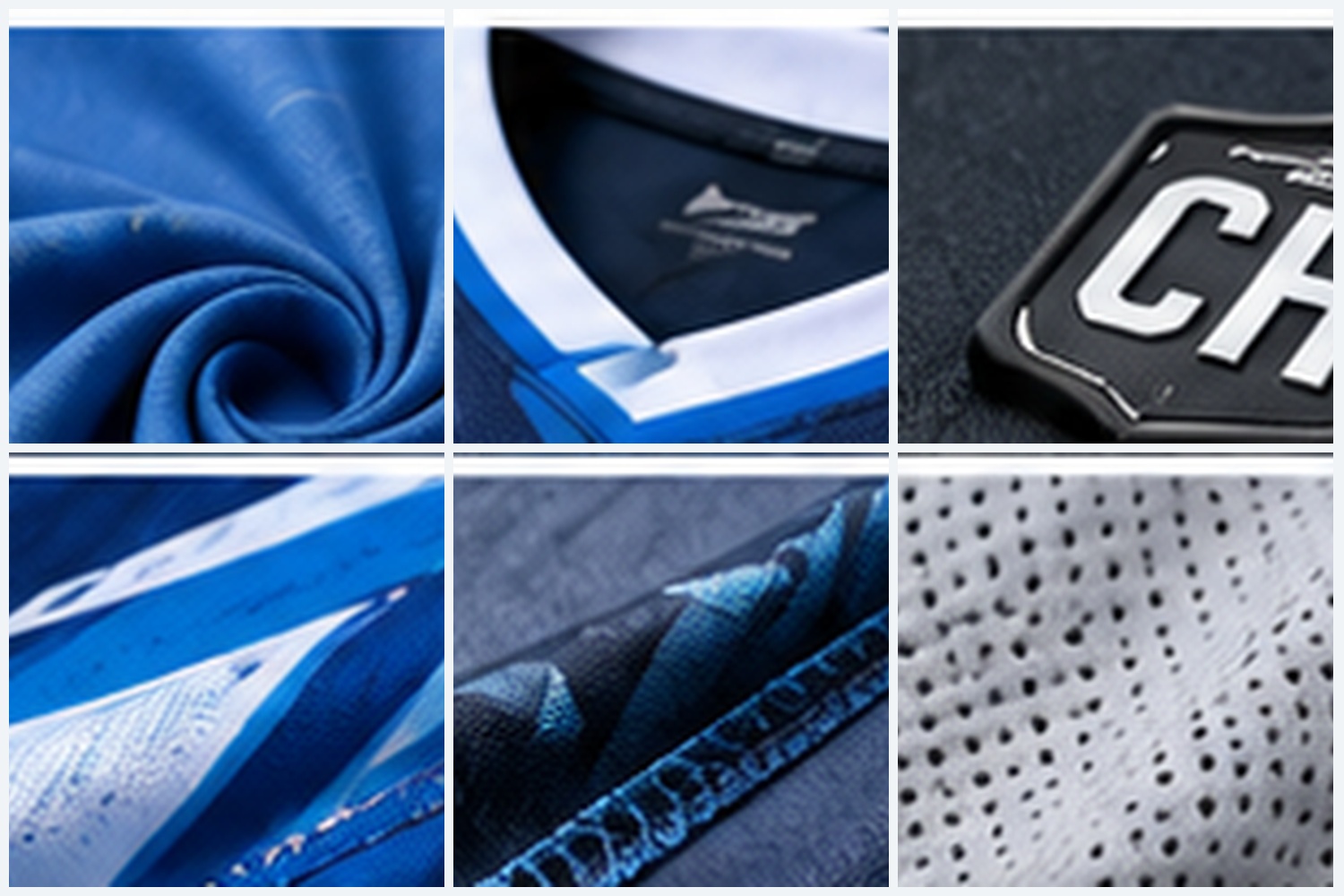 Illustrative fabric and finishing detail for custom teamwear