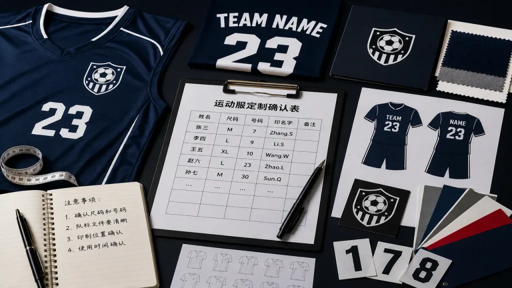 队服印字印号表格、号码片和设计稿整理