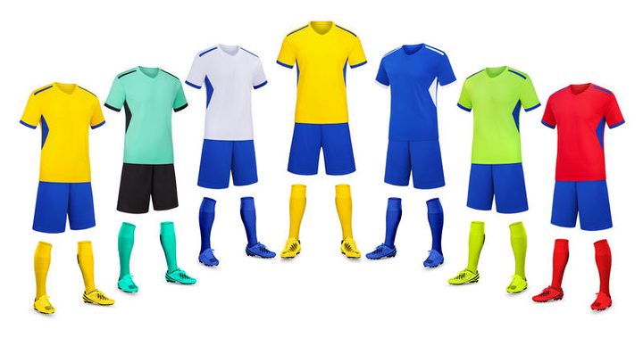 Kurzarm-Fußballtrikot mit V-Ausschnitt und Streifen – MAIN