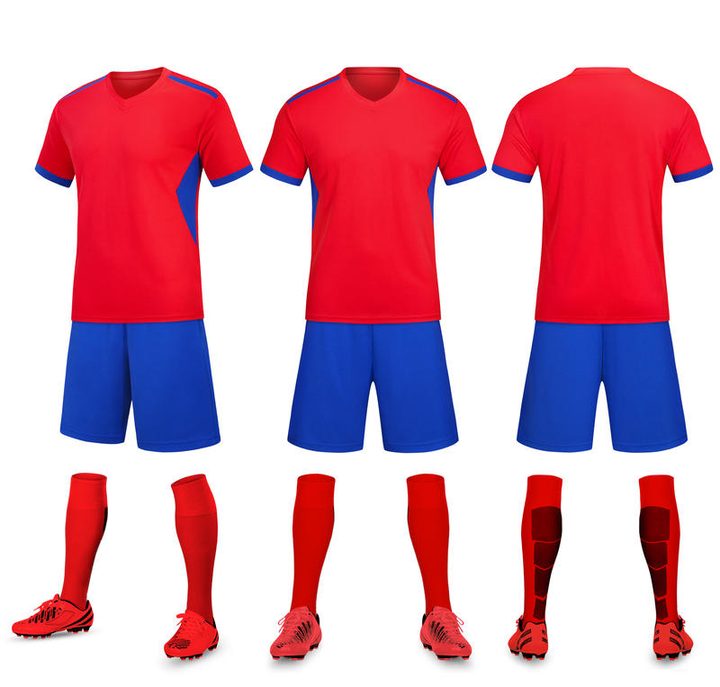 Kurzarm-Fußballtrikot mit V-Ausschnitt und Streifen – COMBO 6