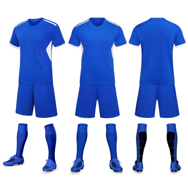 Kurzarm-Fußballtrikot mit V-Ausschnitt und Streifen – COMBO 4