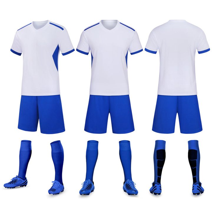 Kurzarm-Fußballtrikot mit V-Ausschnitt und Streifen – COMBO 3