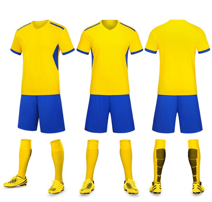 Kurzarm-Fußballtrikot mit V-Ausschnitt und Streifen – COMBO 1