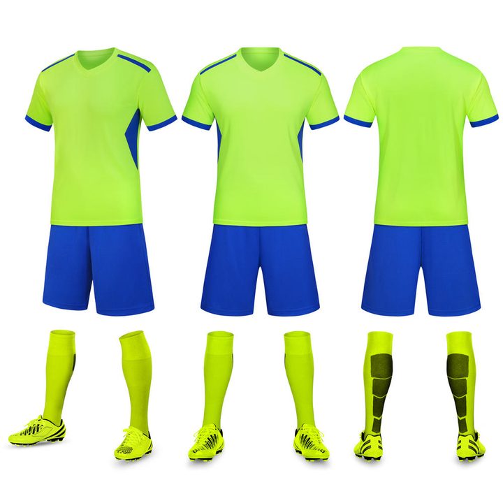 Kurzarm-Fußballtrikot mit V-Ausschnitt und Streifen – COMBO 5