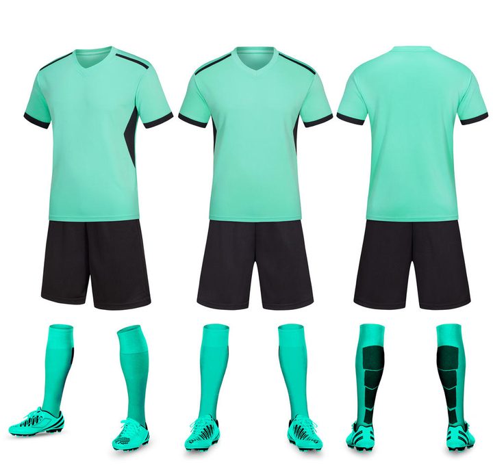 Kurzarm-Fußballtrikot mit V-Ausschnitt und Streifen – COMBO 2