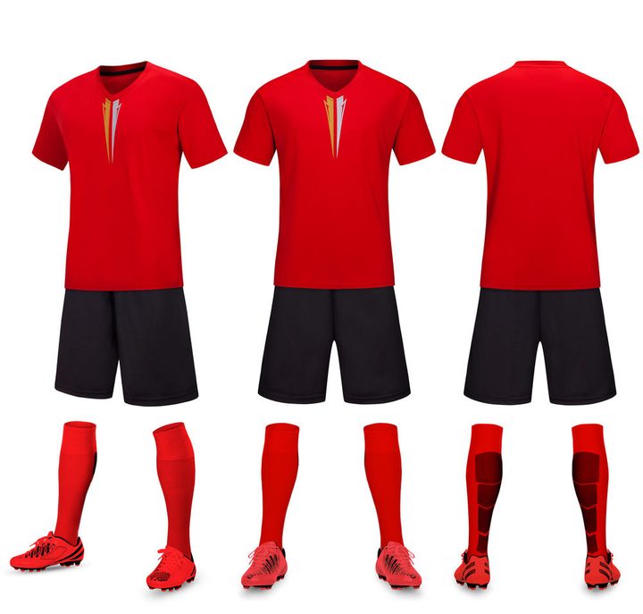 Maglia da calcio a maniche corte con scollo a V con motivo geometrico – COMBO 7