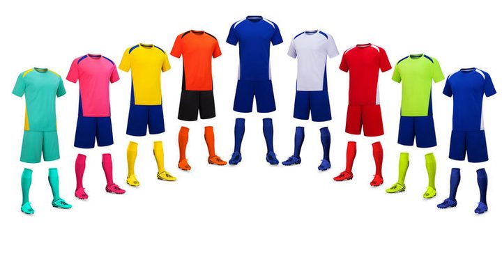 Kurzarm-Fußballtrikot mit Rundhalsausschnitt und Color-Blocking – MAIN