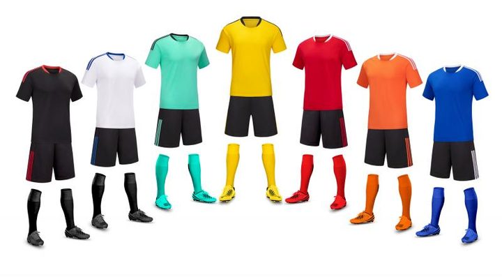 Tricou de fotbal, cu mânecă scurtă, cu decolteu rotund și cu dungi – MAIN