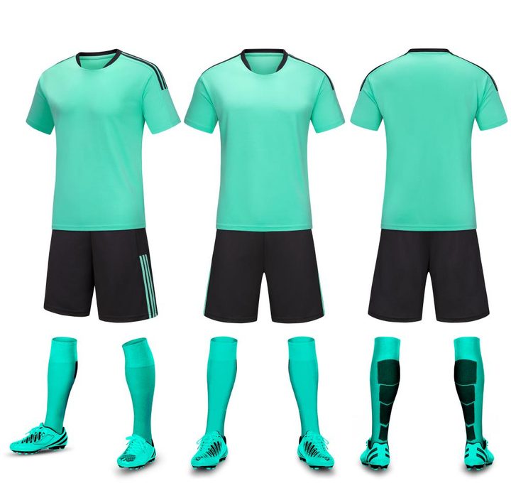 Tricou de fotbal, cu mânecă scurtă, cu decolteu rotund și cu dungi – COMBO 3