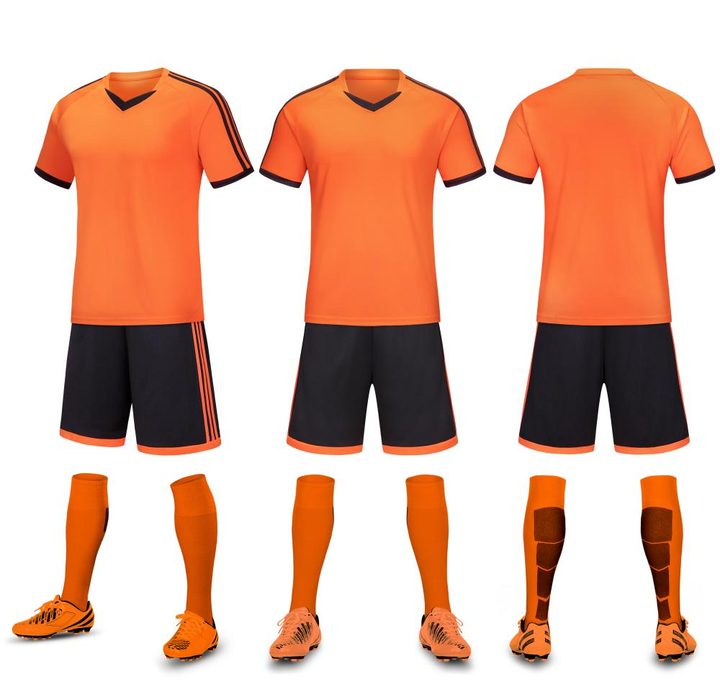Maglia da calcio a maniche corte con scollo a V con righe – COMBO 3