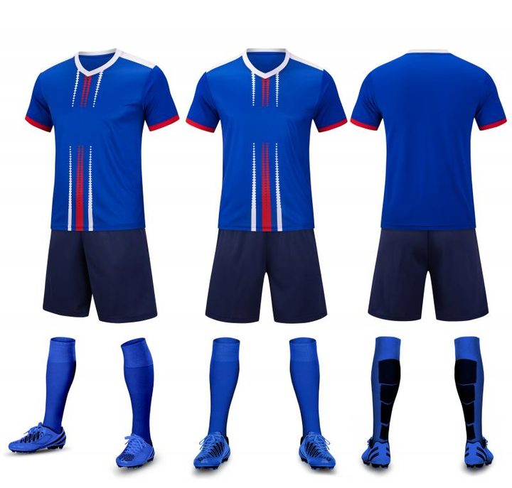 Tricou de fotbal, cu mânecă scurtă, cu decolteu în V și cu panouri – COMBO 3