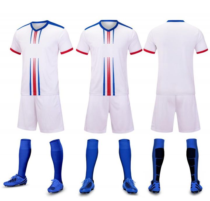 Tricou de fotbal, cu mânecă scurtă, cu decolteu în V și cu panouri – COMBO 2
