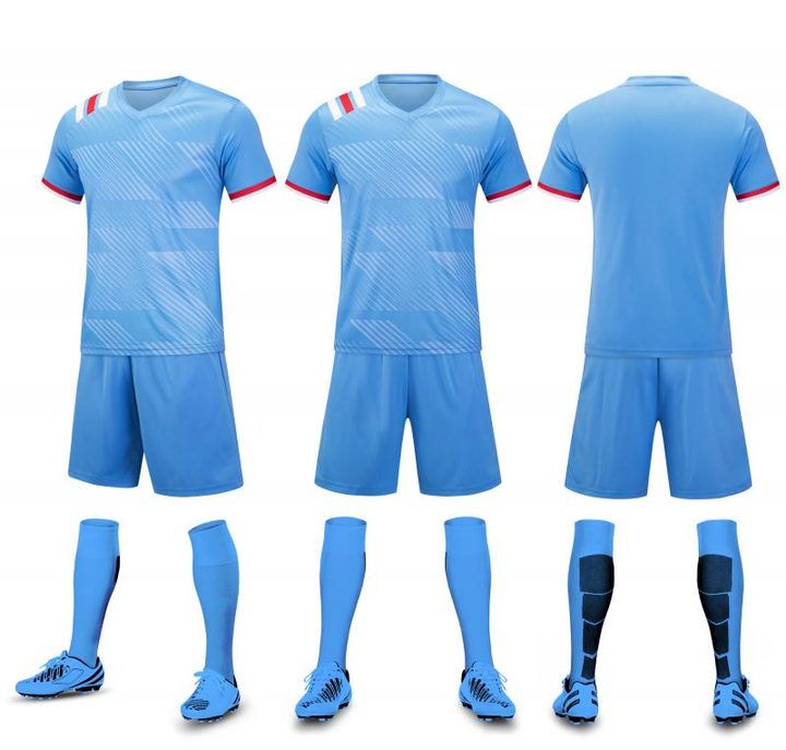 Maglia da calcio a maniche corte con scollo a V con righe – COMBO 4