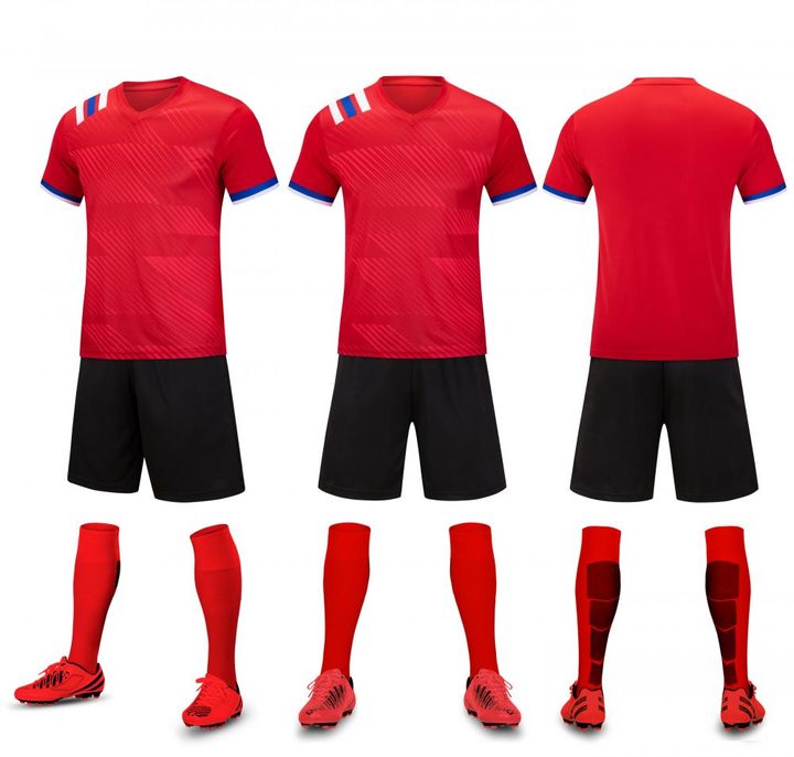Maglia da calcio a maniche corte con scollo a V con righe – COMBO 2