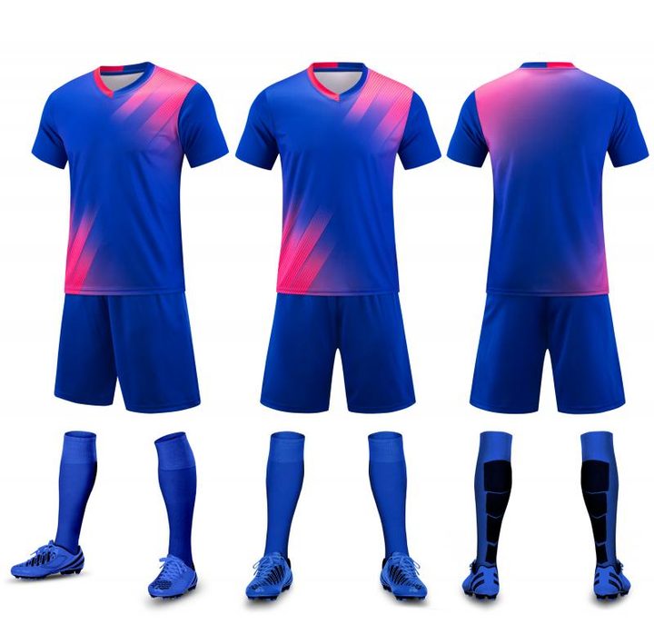 Tricou de fotbal, cu mânecă scurtă, cu decolteu în V și cu dungi – COMBO 2