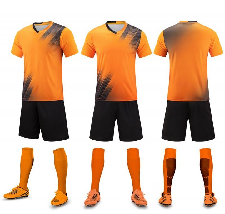Tricou de fotbal, cu mânecă scurtă, cu decolteu în V și cu dungi – COMBO 3