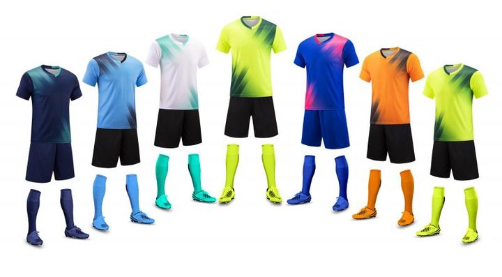 Tricou de fotbal, cu mânecă scurtă, cu decolteu în V și cu dungi – MAIN