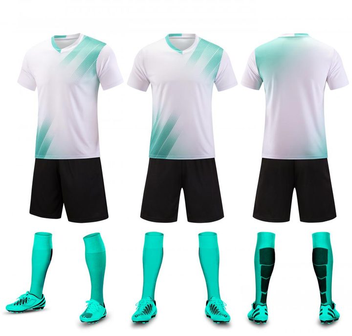 Tricou de fotbal, cu mânecă scurtă, cu decolteu în V și cu dungi – COMBO 4