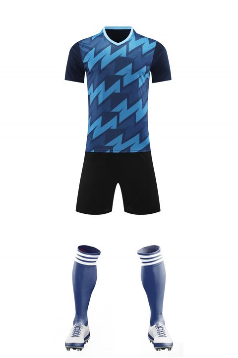 Camiseta de fútbol de manga corta con cuello en V con rayas – FRONT 3