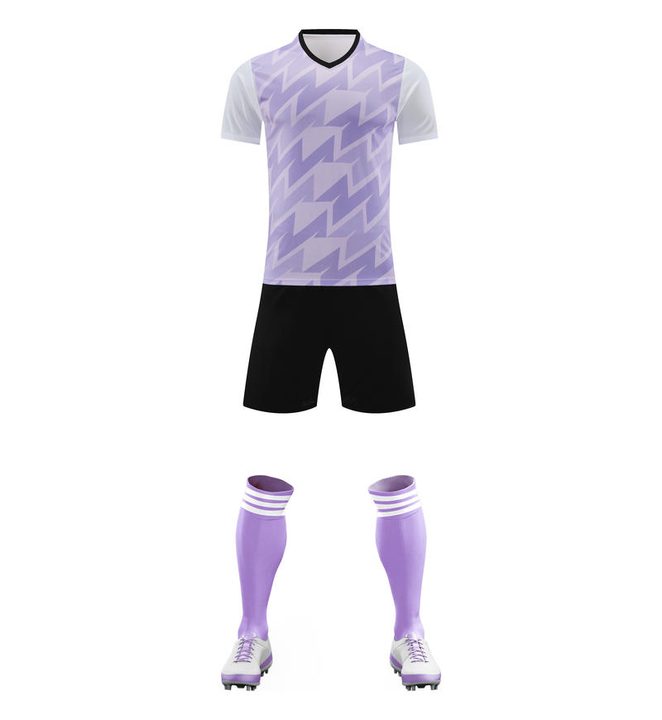 Camiseta de fútbol de manga corta con cuello en V con rayas – FRONT 2