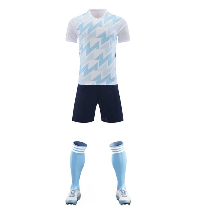 Camiseta de fútbol de manga corta con cuello en V con rayas – FRONT 1