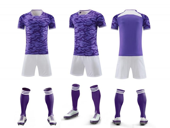 Kurzarm-Fußballtrikot mit Rundhalsausschnitt und Streifen – COMBO 5