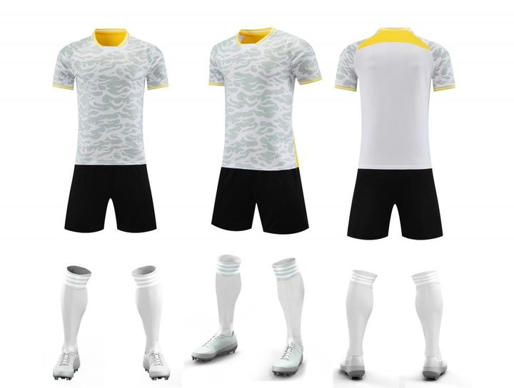 Kurzarm-Fußballtrikot mit Rundhalsausschnitt und Streifen – COMBO 1