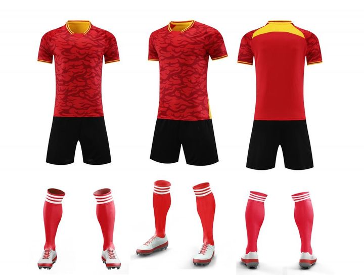 Kurzarm-Fußballtrikot mit Rundhalsausschnitt und Streifen – COMBO 4