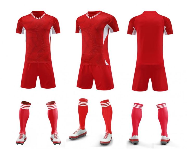 Tricou de fotbal, cu mânecă scurtă, cu decolteu în V și cu dungi – COMBO 3