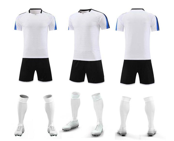 Tricou de fotbal, cu mânecă scurtă, cu decolteu rotund și cu blocuri de culoare – COMBO 1