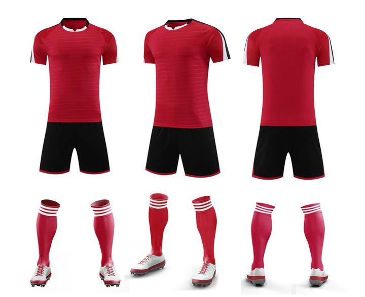 Tricou de fotbal, cu mânecă scurtă, cu decolteu rotund și cu blocuri de culoare – COMBO 3