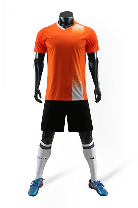Maglia da calcio a maniche corte con scollo a V con motivo geometrico – FRONT 5