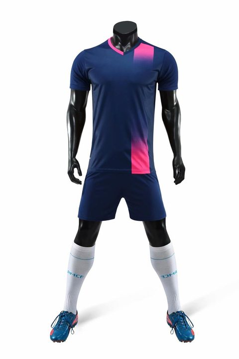 Maglia da calcio a maniche corte con scollo a V con motivo geometrico – FRONT 7