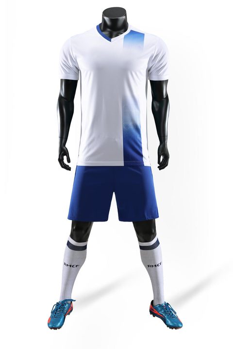 Maglia da calcio a maniche corte con scollo a V con motivo geometrico – FRONT 1