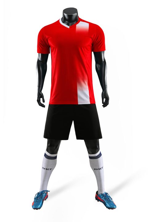 Maglia da calcio a maniche corte con scollo a V con motivo geometrico – FRONT 2