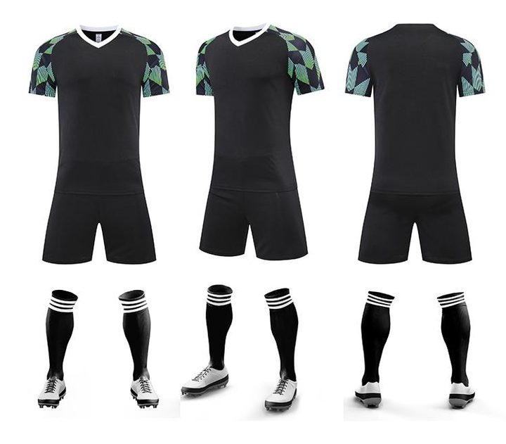 Maglia da calcio a maniche corte con scollo a V con motivo geometrico – COMBO 2