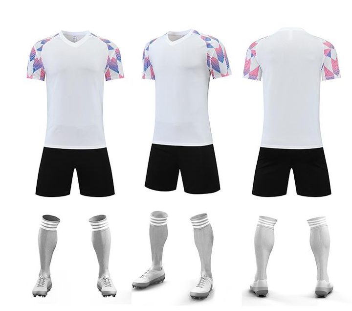 Maglia da calcio a maniche corte con scollo a V con motivo geometrico – COMBO 1