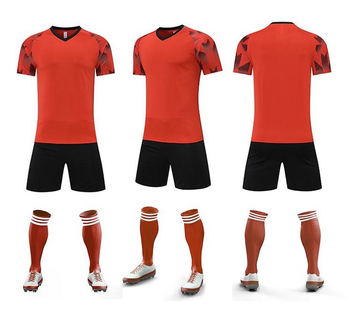 Maglia da calcio a maniche corte con scollo a V con motivo geometrico – COMBO 4
