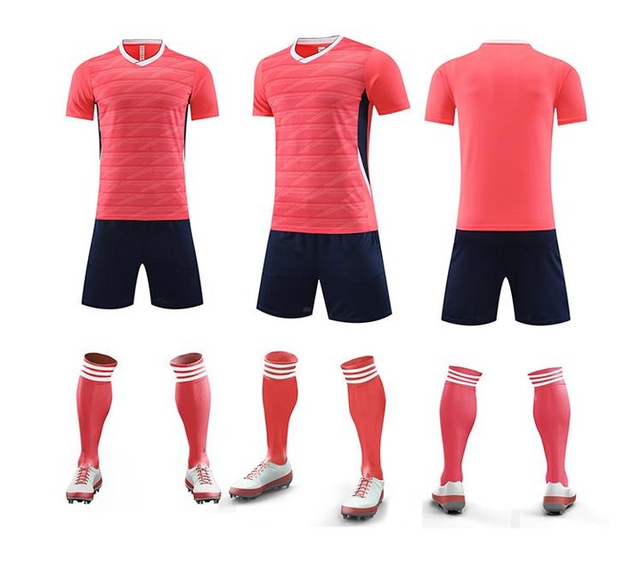 Tricou de fotbal, cu mânecă scurtă, cu decolteu în V și cu dungi – COMBO 1
