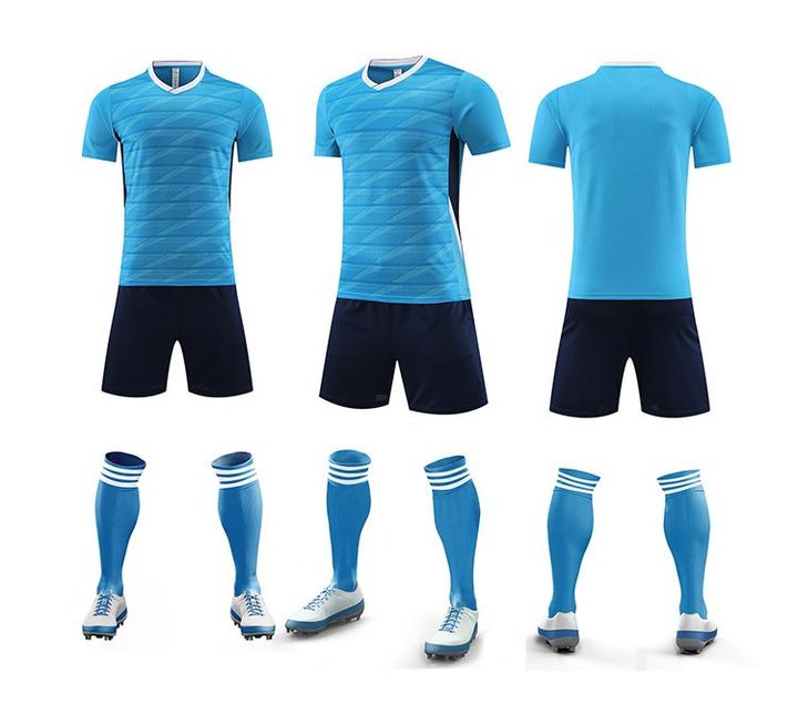 Tricou de fotbal, cu mânecă scurtă, cu decolteu în V și cu dungi – COMBO 5