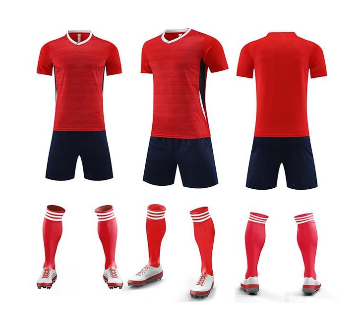 Tricou de fotbal, cu mânecă scurtă, cu decolteu în V și cu dungi – COMBO 2