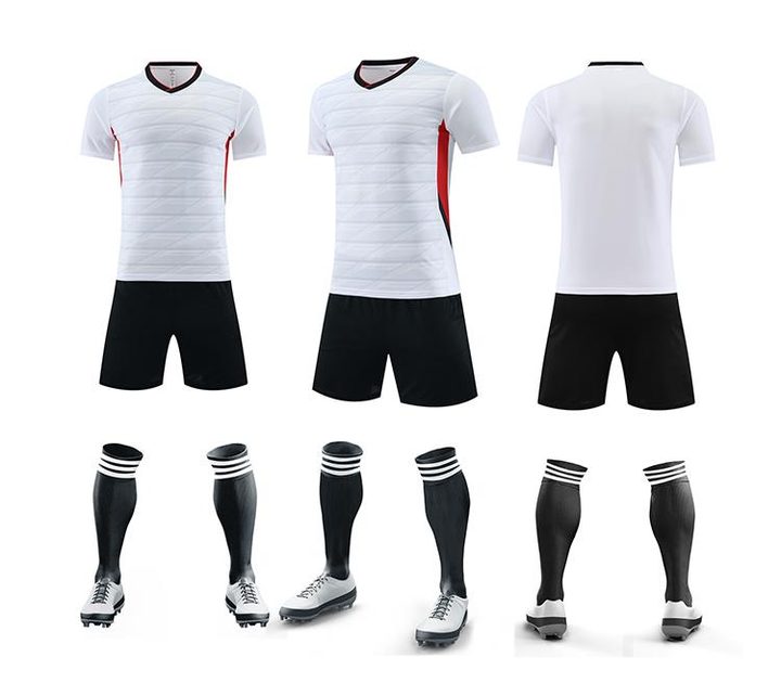 Tricou de fotbal, cu mânecă scurtă, cu decolteu în V și cu dungi – COMBO 3