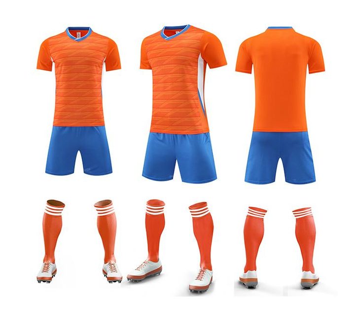 Tricou de fotbal, cu mânecă scurtă, cu decolteu în V și cu dungi – COMBO 4