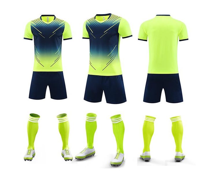 Maillot de football à manches courtes avec col V à rayures – COMBO 2