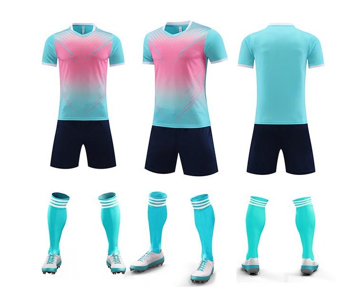 Maillot de football à manches courtes avec col V à rayures – COMBO 3