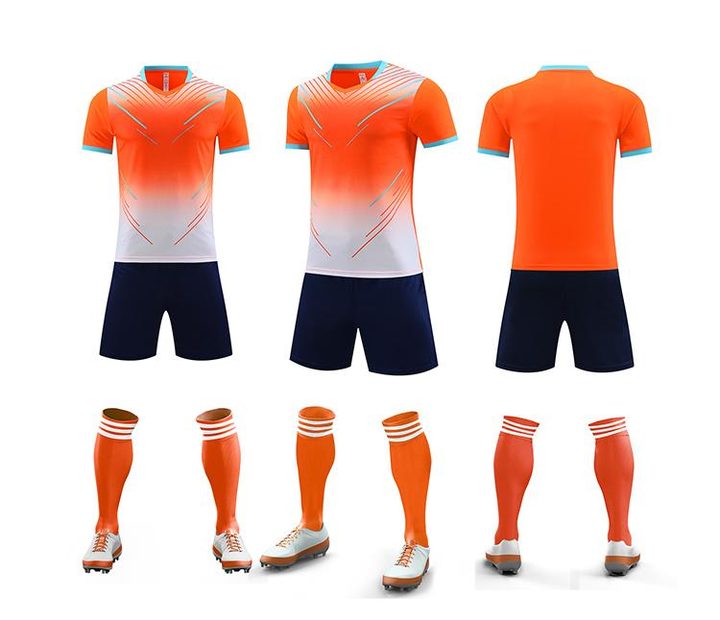 Maillot de football à manches courtes avec col V à rayures – COMBO 5