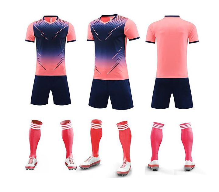 Maillot de football à manches courtes avec col V à rayures – COMBO 6