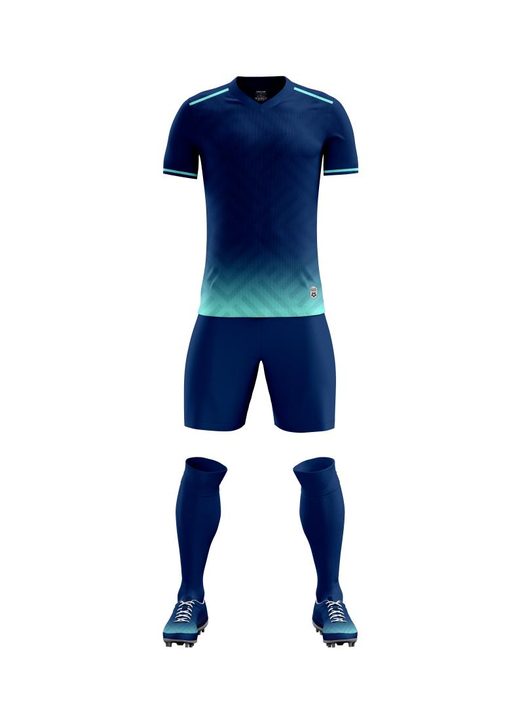 Kurzarm-Fußballtrikot mit V-Ausschnitt und Farbverlauf – FRONT 1