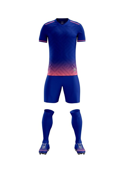 Kurzarm-Fußballtrikot mit V-Ausschnitt und Farbverlauf – FRONT 7