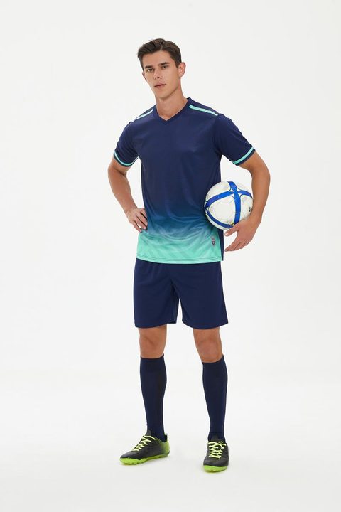 Kurzarm-Fußballtrikot mit V-Ausschnitt und Farbverlauf – MODEL 3